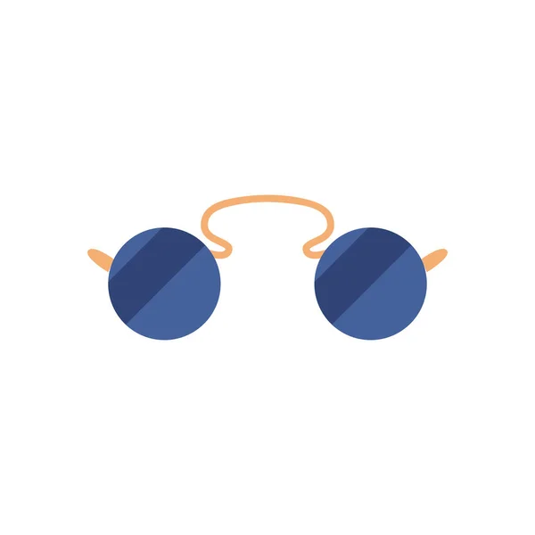 Gafas retro con lente redonda, estilo plano sobre fondo blanco — Archivo Imágenes Vectoriales