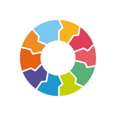 Renklerin yuvarlak şablonunu imzalayın, beyaz arkaplanda soyut yaratıcı sembol