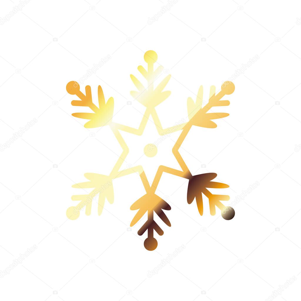 snowflake, christmas and winter concept, golden degraded style icon