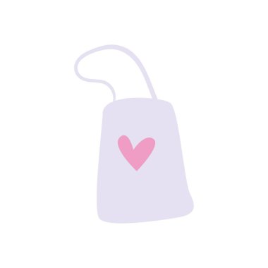 Kalp torbaya günlük etiket düz stil vektör tasarımı