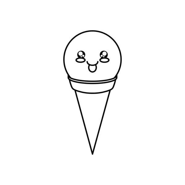 Ikona zmrzliny kawaii, styl čáry — Stockový vektor