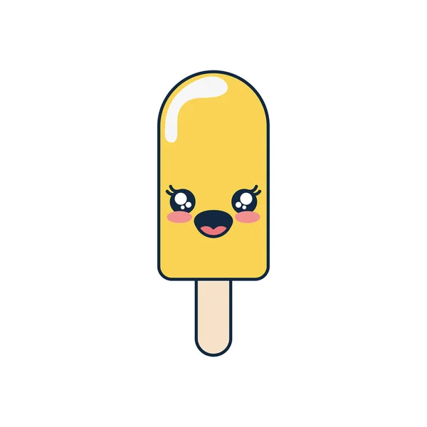Kawaii ice lolly icoon, platte stijl — Stockvector