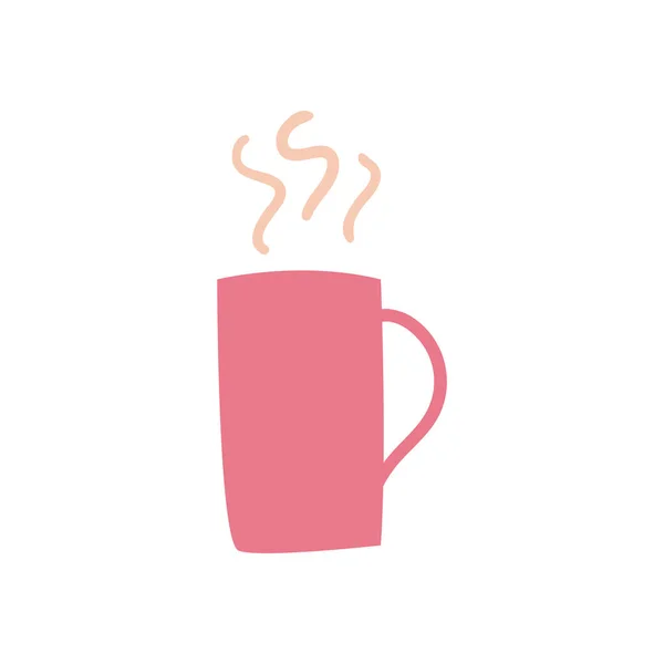 Koffiemok dagelijkse sticker platte stijl pictogram vector ontwerp — Stockvector