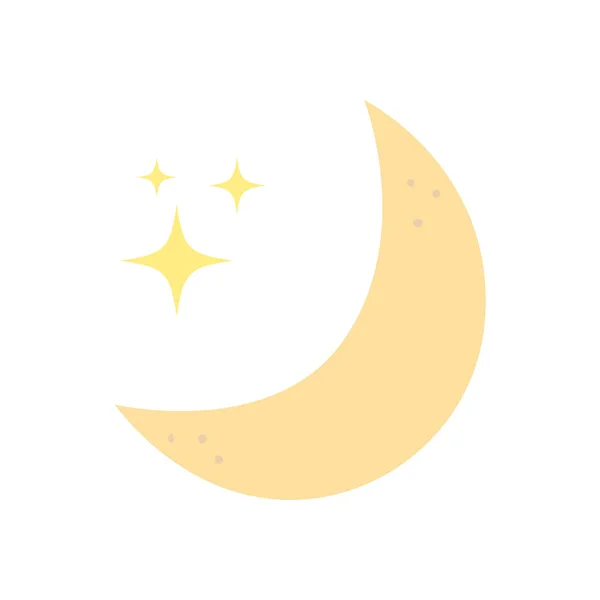 Měsíc s hvězdami denní samolepka plochý styl ikona vektor design — Stockový vektor