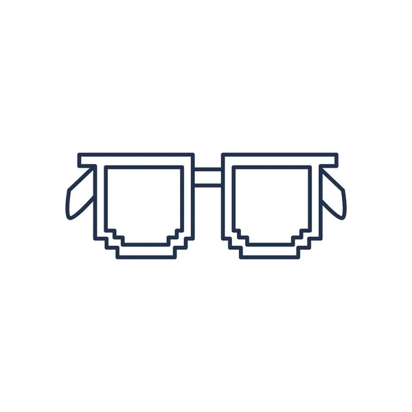 Brille mit Pixelrahmen, Linienstil auf weißem Hintergrund — Stockvektor