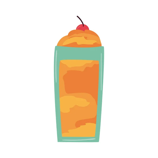 Deliziosa bevanda arancione in vetro con decorazione di ciliegie — Vettoriale Stock