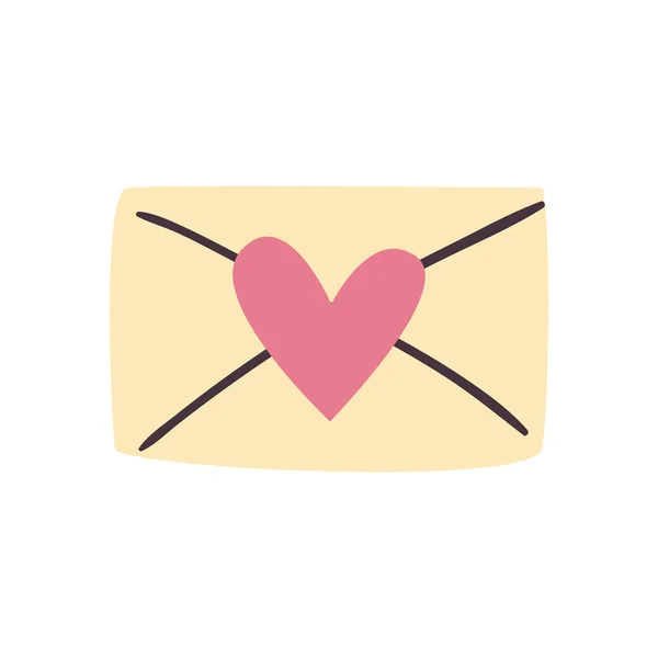 Kärlekskort med hjärta dagligen klistermärke platt stil ikon vektor design — Stock vektor