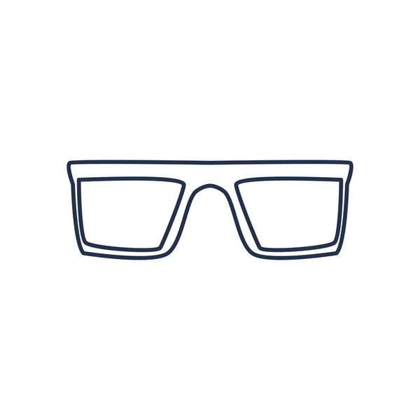 Brille mit rechteckiger Linse, Linienführung auf weißem Hintergrund — Stockvektor