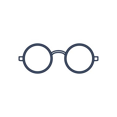 Yuvarlak çerçeveli gözlük, beyaz arkaplanda çizgi biçimi