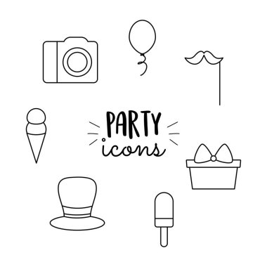 balonlar ve parti simgeleri, satır biçimi