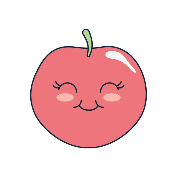 Kawaii icono de la fruta de manzana, estilo plano — Archivo Imágenes Vectoriales
