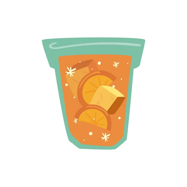Délicieuse boisson orange avec glace en verre, sur fond blanc — Image vectorielle