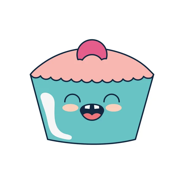 Kawaii muffin icon, flat style — Stock Vector