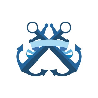 kurdele vektör tasarımlı denizcilik çapaları