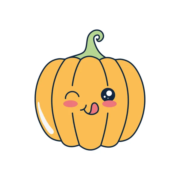 Icono de calabaza kawaii, estilo plano — Vector de stock