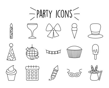 mum ve parti simgesi seti, satır biçimi