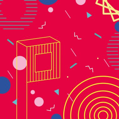 dairesel ve geometrik renkli şekilli memphis tasarımı