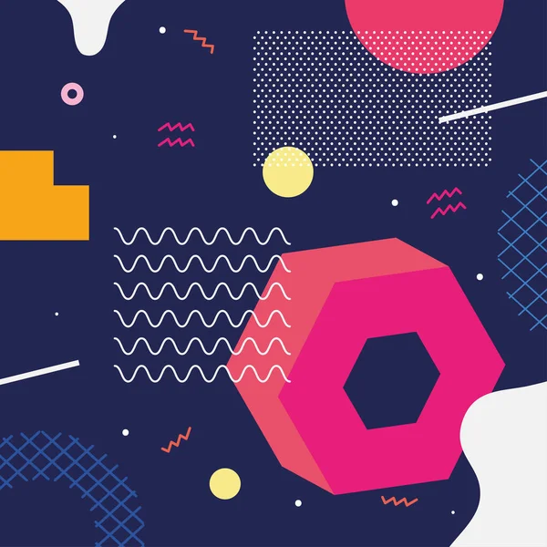 geometrik ve soyut şekilli memphis renkli tasarımı