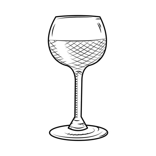 Икона бокала вина, стиль эскиза — стоковый вектор
