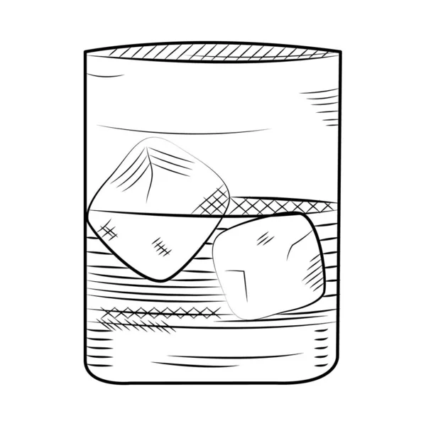 アルコール飲料のコンセプトや岩の上のウィスキースケッチスタイル — ストックベクタ