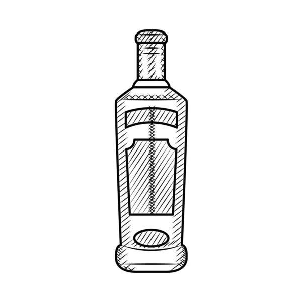 Vodka bottle icon, sketch style — Stock Vector