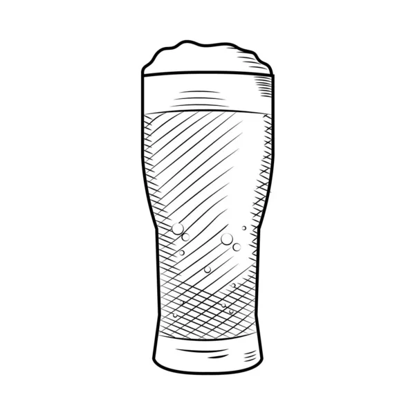 Alcoholische dranken concept, bier glas icoon, schets stijl — Stockvector