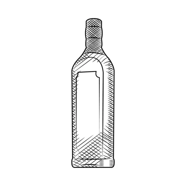 Alcoholische dranken concept, tequila fles icoon, schets stijl — Stockvector