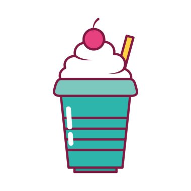 Milkshake içecek ikonu, satır ve dolum stili