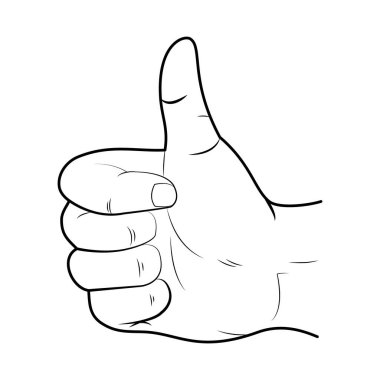 El hareketi ile başparmak yukarı simge, taslak tarzı
