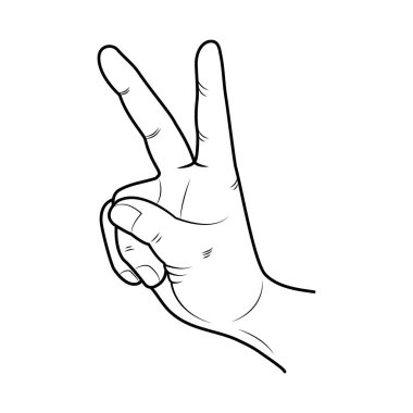 El 'in iki parmağı havada çizimi, zafer ya da barış sembolü, vektör illüstrasyonu
