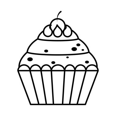 Tatlı kek ikonu, çizgi tarzı.