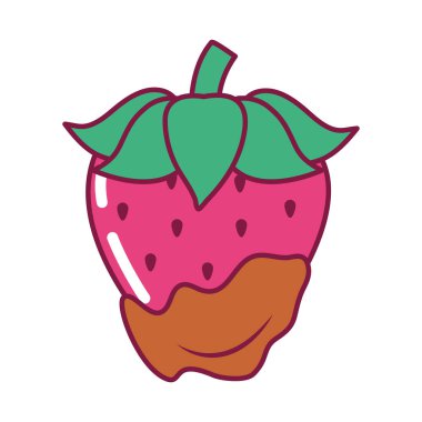 Çilekli çikolata ikonu, çizgi ve dolgu stili