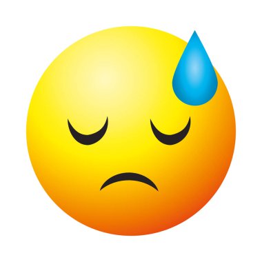 Ter damlası ve rengarenk tasarım ile yıkılmış emoji yüzü