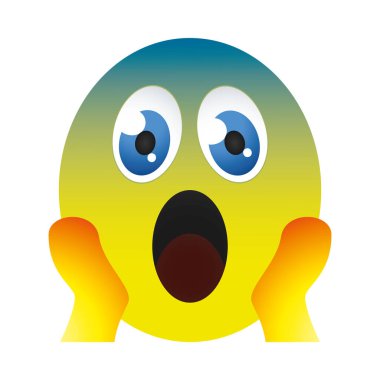 Şaşırmış emoji yüz simgesi, renkli tasarım