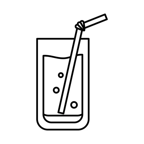 Vidrio de soda con paja, estilo de línea — Archivo Imágenes Vectoriales