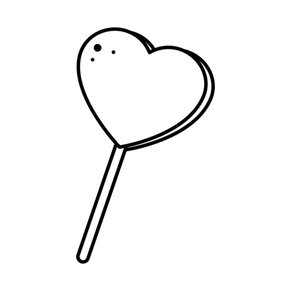 Icona di lecca-lecca cuore, stile linea — Vettoriale Stock