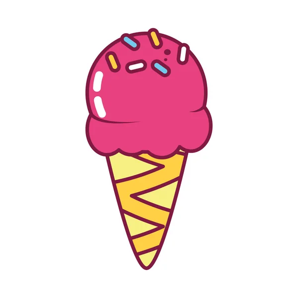 Icono de cono de helado, línea y estilo de relleno — Archivo Imágenes Vectoriales