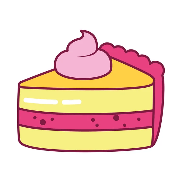 Sladký kousek koláče ikony, řádek a styl výplně — Stockový vektor