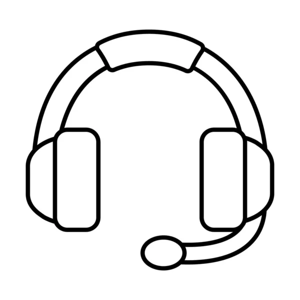 Auriculares con micrófono, estilo de línea — Vector de stock