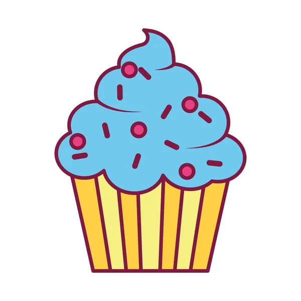 Ícone doce cupcake, linha e estilo de preenchimento — Vetor de Stock