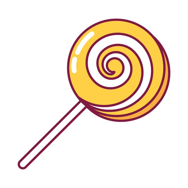 Dulce lollipop icono, línea y estilo de relleno — Vector de stock