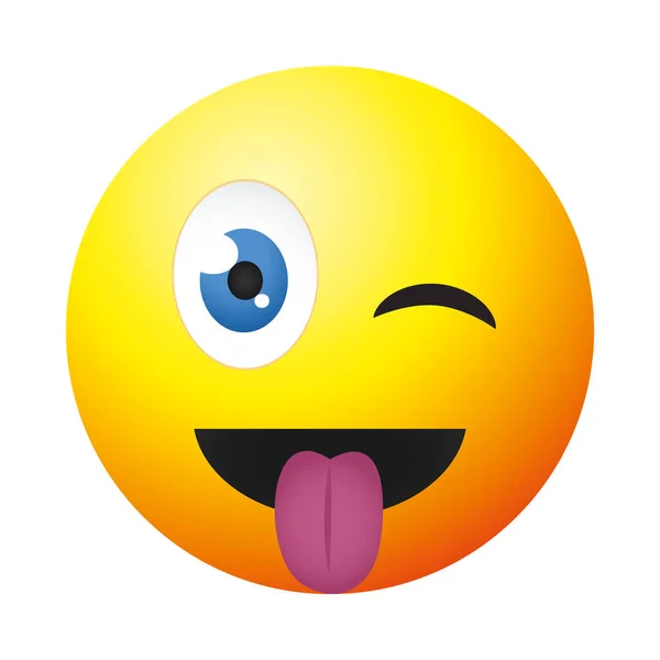 Clignotant visage emoji avec la langue, design coloré — Image vectorielle