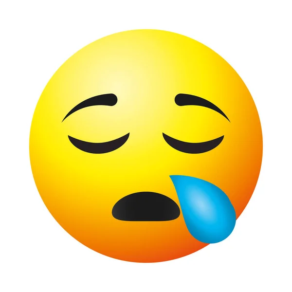 Sömnig emoji ansikte ikon, färgglad design — Stock vektor
