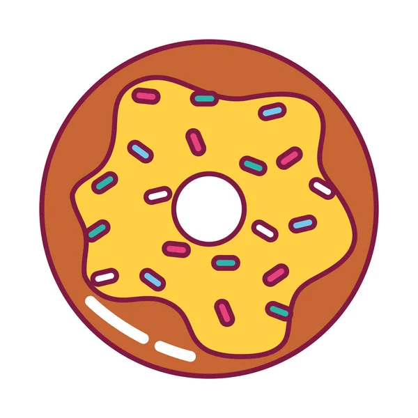 Ícone doce donut, linha e estilo de preenchimento — Vetor de Stock
