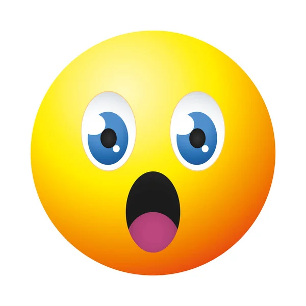 Visage emoji avec bouche ouverte, design coloré — Image vectorielle