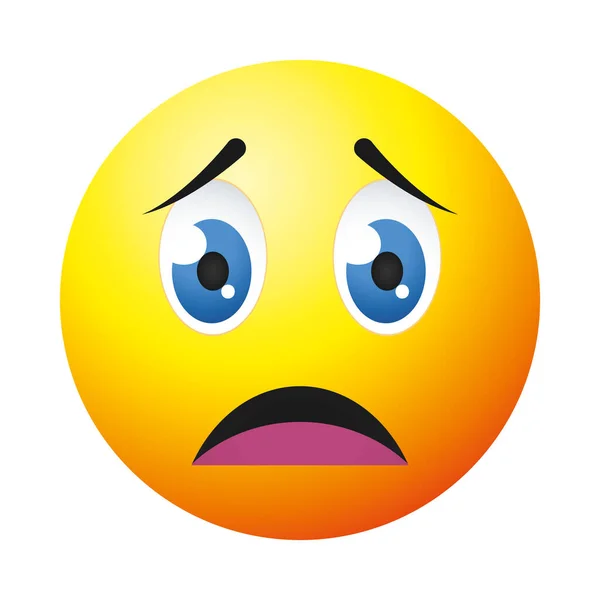 Gyötrelmes emoji arc ikon, színes design — Stock Vector