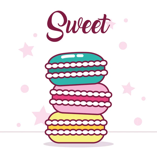 Icono de macarrones dulces, línea y estilo de relleno — Vector de stock