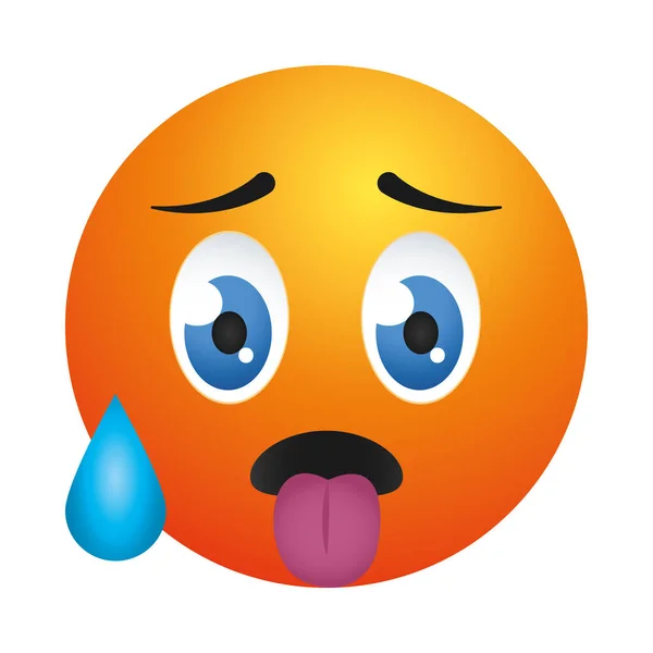 Pictograma fierbinte emoji față, design colorat — Vector de stoc
