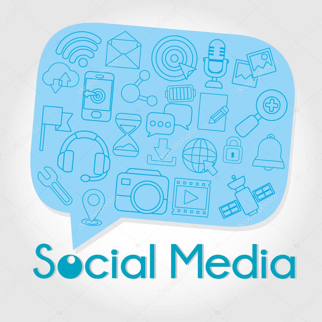 speech bubble with social media related icons