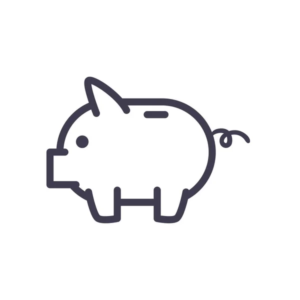 Design de vetor ícone estilo linha piggy —  Vetores de Stock